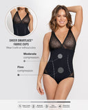 Sheer Stripe Detail Sculpting Bodysuit